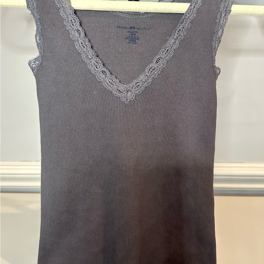 Brandy Melville Charcoal Lace-Trimmed Tank Top